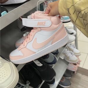 Nike Court Borough Mid-Top Sneakers in Blush and White